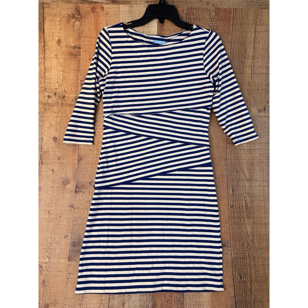 J Mclaughlin Dress Womens Small Blue White Resort Coastal Preppy Layers